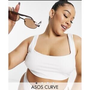 ASOS DESIGN Curve mix and match sleek crop bikini top in white US 14 / UK 18 NWT